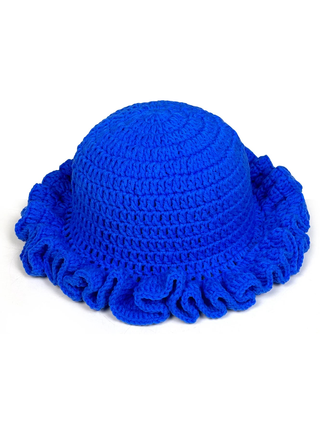 Chapeau Bob Tricoté Moelleux Femme - Bonnet Crochet Ajouré avec Volants Style Pêcheur pour Automne Hiver