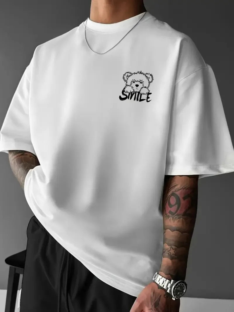 T-Shirt Homme Imprimé Ours 3D - Streetwear Respirant Doux pour l'Été