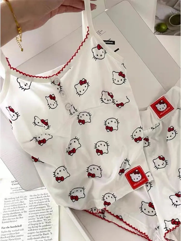 Pyjama Hello Kitty Sanrio Femme - Débardeur Short Sexy Sweet Student Nightwear