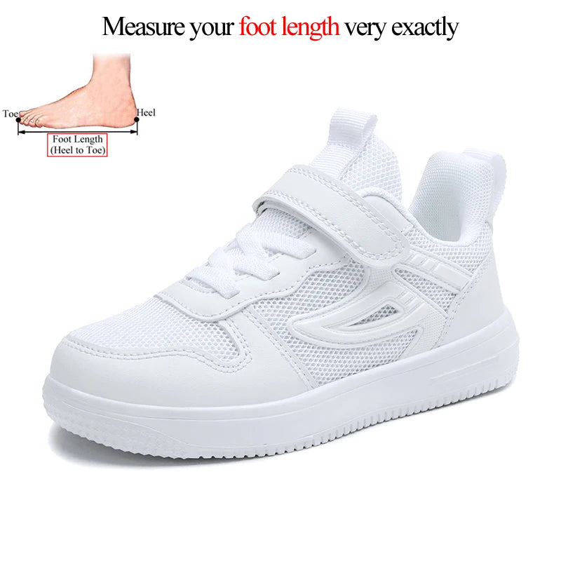 Baskets Enfant Blanches Mesh - Chaussures Sport Mode Respirantes Garçon Fille Printemps Été