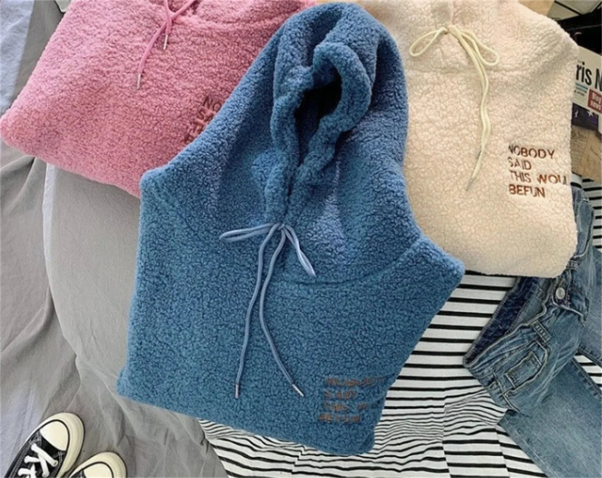 Sweat à Capuche Femme avec Lettres - Style Coréen Streetwear Automne Hiver