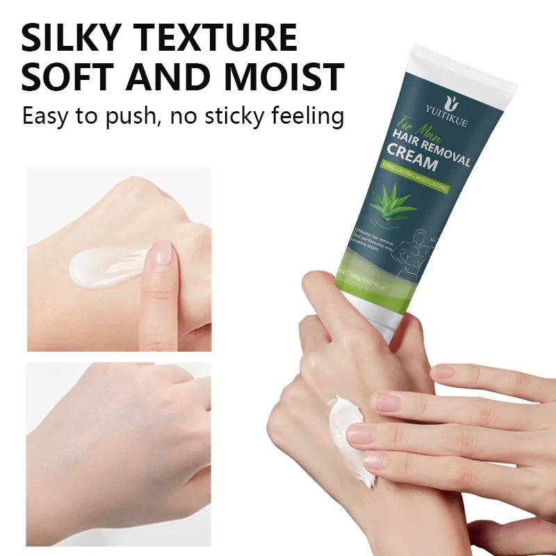 Crème Dépilatoire Homme 100g - Douce Peau Sensible Usage Corps Entier Hydratante Longue Durée Peau Soyeuse