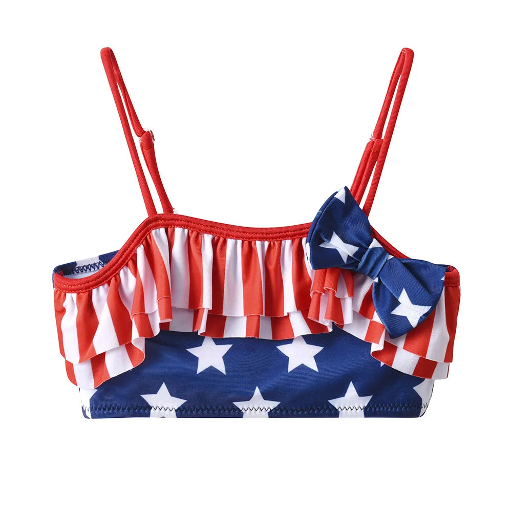 Bikini Fille 2 Pièces Drapeau Américain - Étoiles et Rayures Été