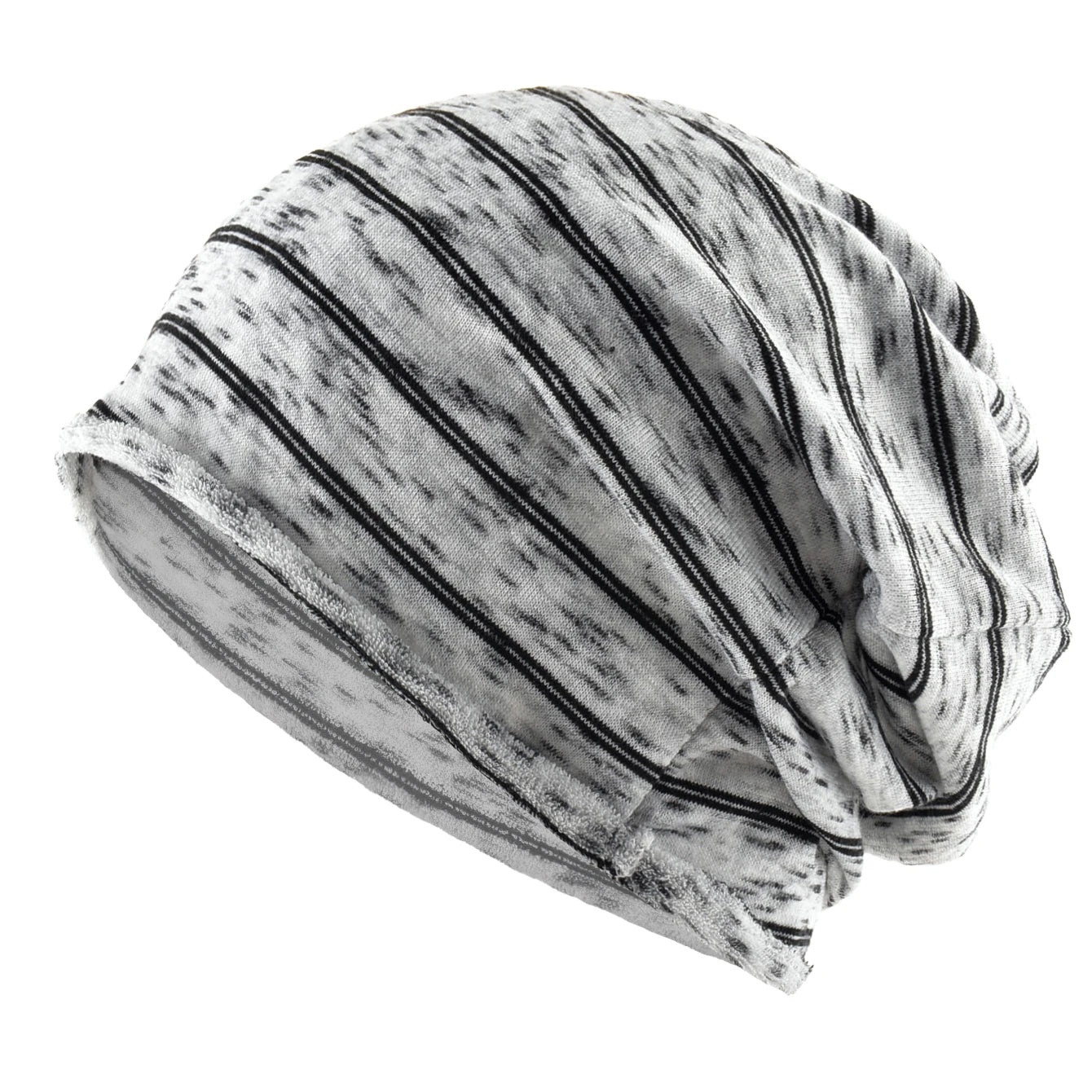 Bonnet Slouchy Rayé Élastique Mixte - Tricot Léger Printemps Automne Grande Tête