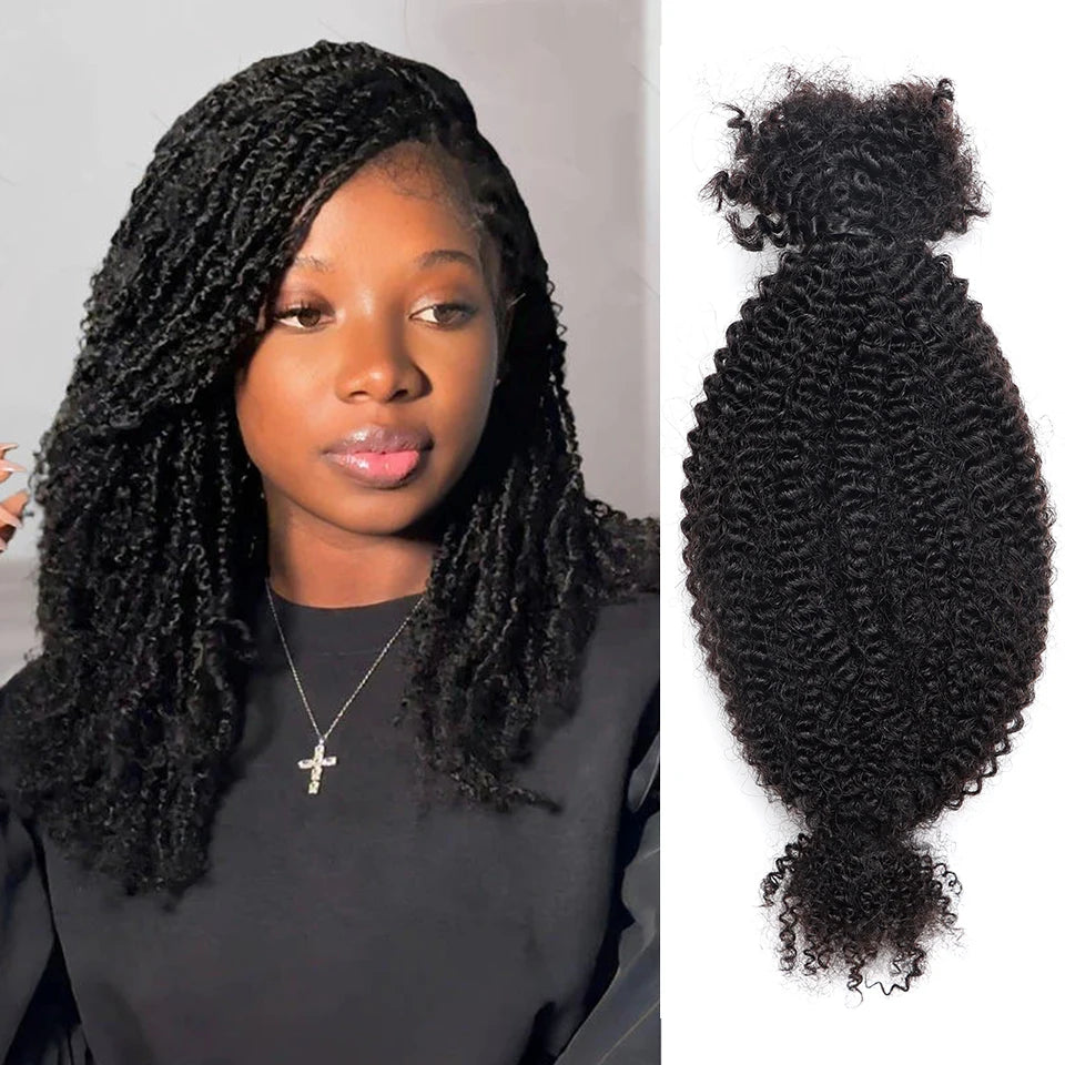 Mèches Cheveux Humains Afro Kinky Péruviens - Dreadlocks Extensions Locs Réparation Tressage Twist