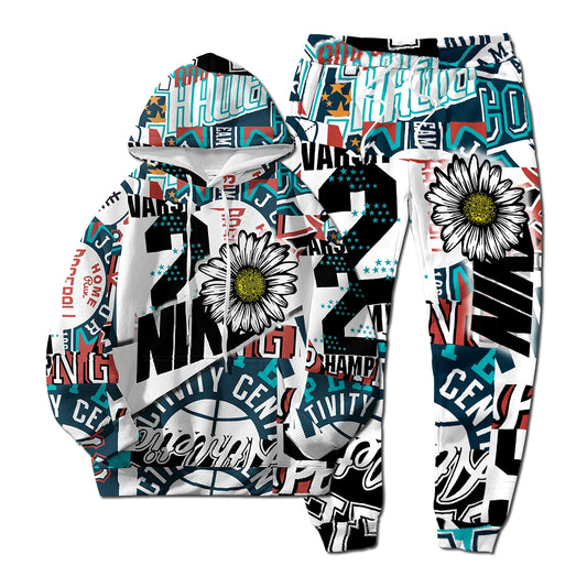 Ensemble Homme Femme 2 Pièces NK Letter - Sweat à Capuche 3D Hip-Hop & Pantalon Long Sport Casual