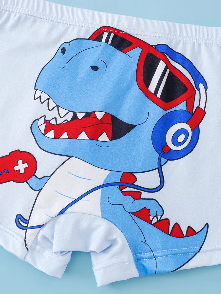 Lot 4 Boxers Garçon Ado Dinosaure - Sous-Vêtements Tricot Confortables Toutes Saisons 13-14 Ans