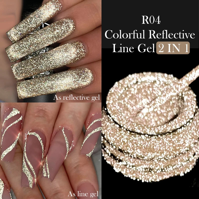 Gel Liner Paillettes Réfléchissantes LILYCUTE 5ml - Vernis Semi-Permanent French Line Nail Art