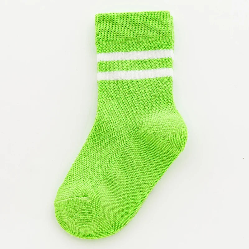 Lot Chaussettes Blanches Enfant - Socquettes Coton Mesh Respirantes Mi-Mollet Été Sport