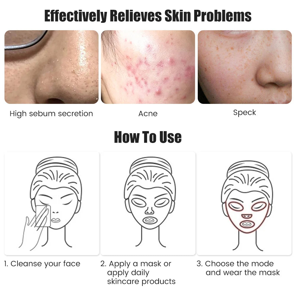 Masque LED Facial Rechargeable 7 Couleurs - Photothérapie Rajeunissement Peau Anti-Âge Lifting Éclaircissant Beauté Maison