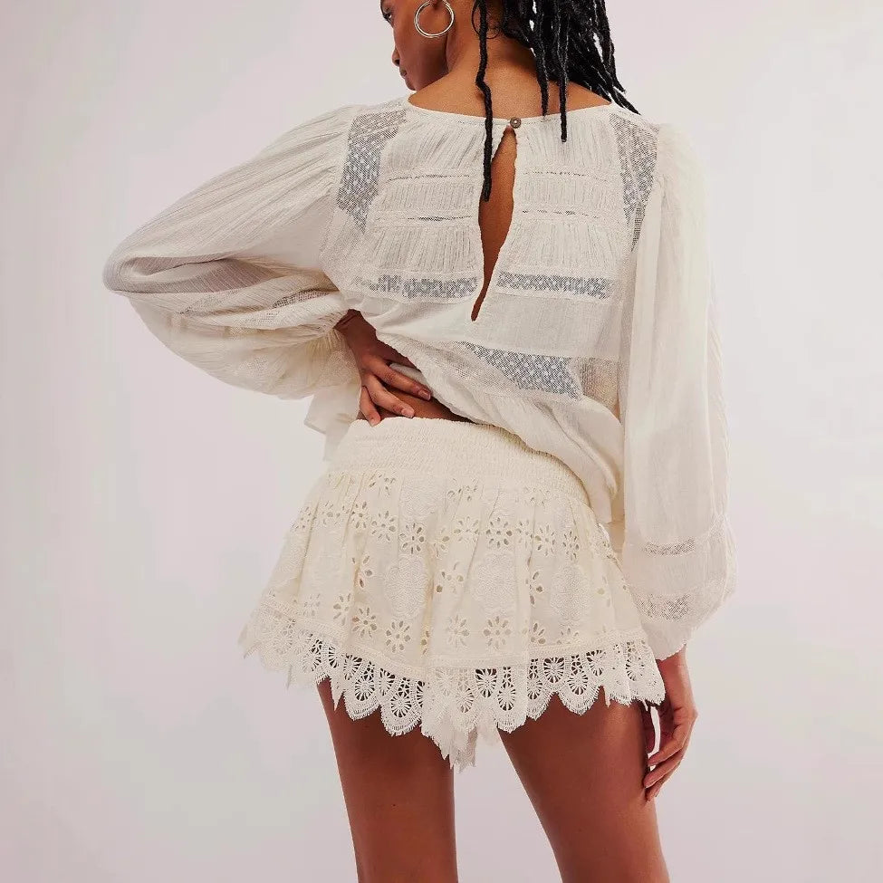 Jupe Femme Dentelle Sweet Cake - Jupe Short Jean Chic Été 2025