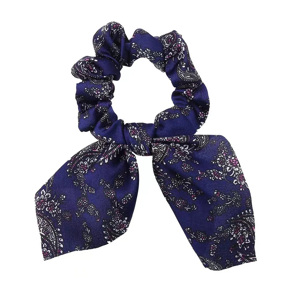 Lot Chouchous Nœuds Femme Fille - Élastiques Cheveux Imprimé Floral Queue de Cheval Accessoires