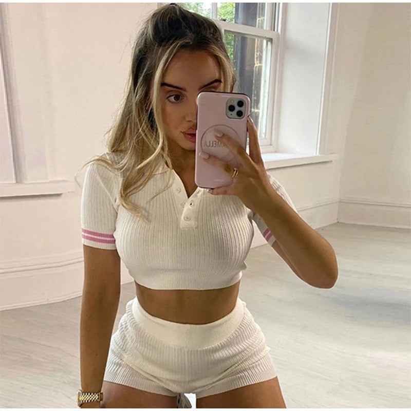 Short Tricot Coton Taille Haute Femme - Yoga Casual