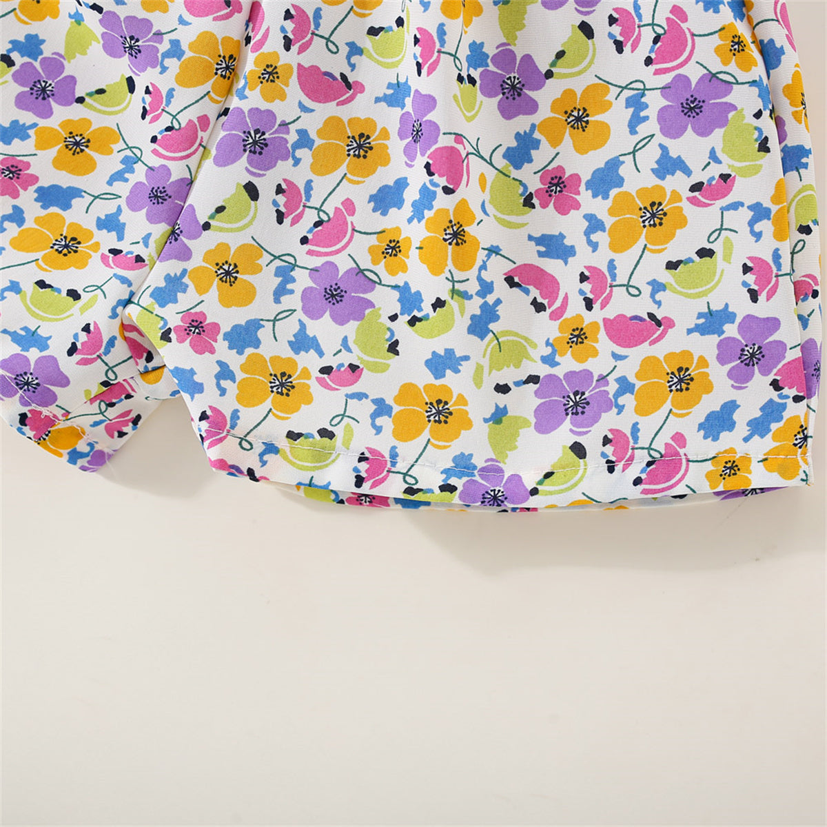 Ensemble 2 pièces bébé fille été - Top bretelles fleurs + Short mousseline