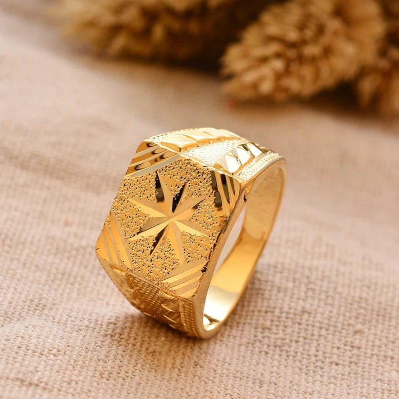 Bague Homme Couleur Or - Style Dubai Moyen-Orient