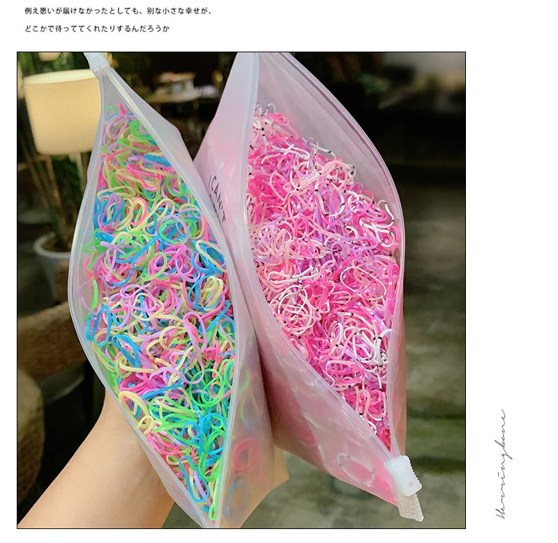 1000pcs Élastiques Cheveux Colorés Jetables - Mini Chouchou Caoutchouc Queue Cheval Accessoires Fille