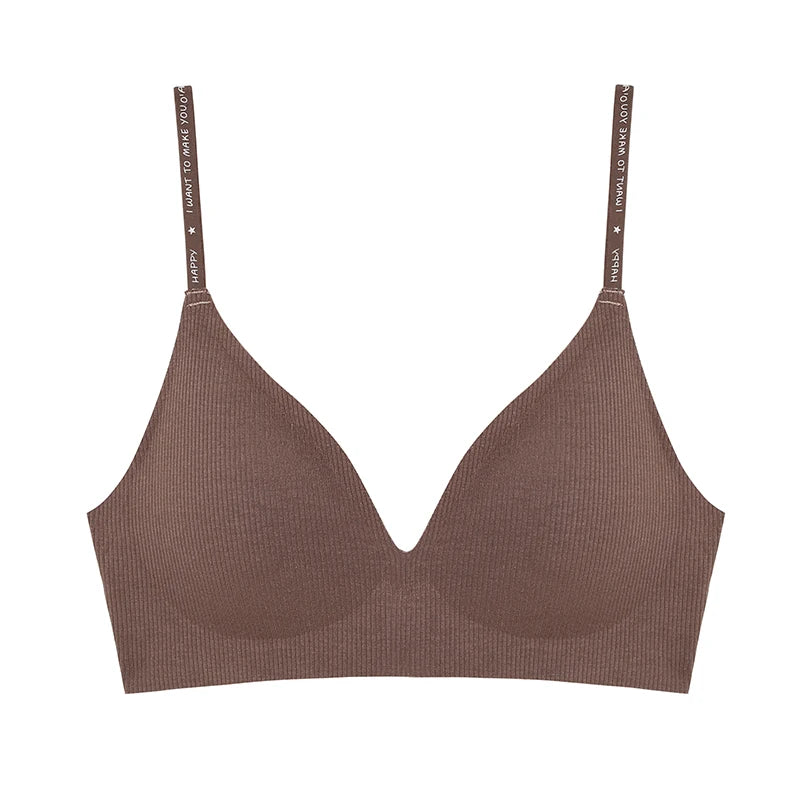 Brassière Femme FINETOO Sans Armature Col V - Rayée Tricot Rembourrée