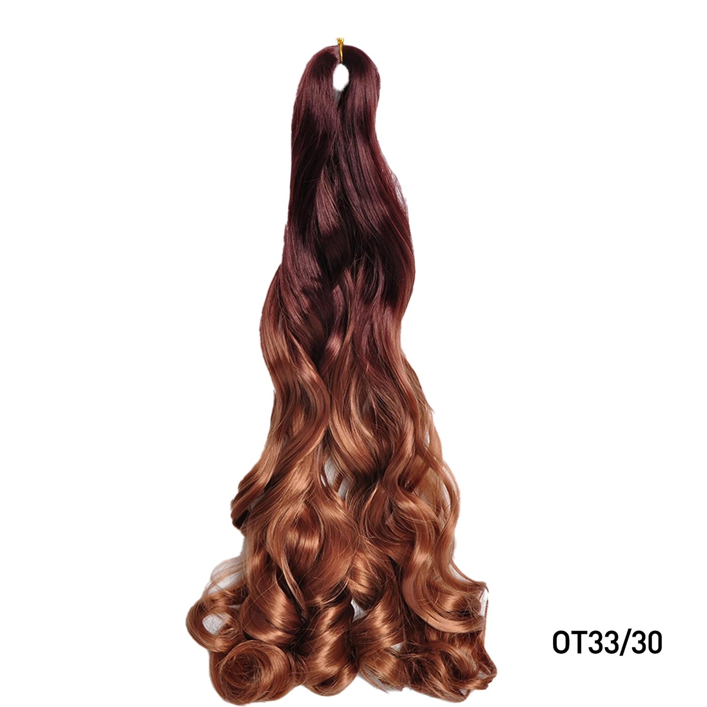 Extension Tresses French Curls Pré-Étirées - Mèches Synthétiques Loose Wave Spiral Curl Haute Température Ombré
