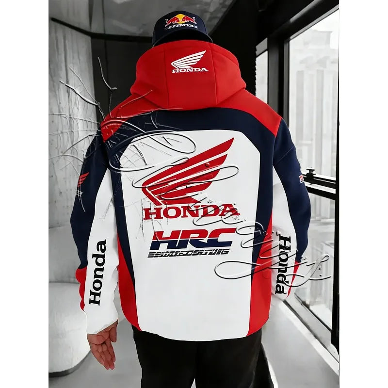 Sweat Capuche Moto Honda Racing 2026 - Homme Off-Road Sport, Impression 3D Loose Fit Chaud Automne Hiver