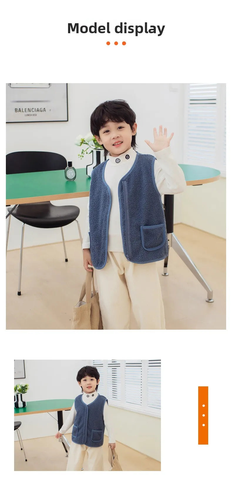 Gilet Enfant Laine d'Agneau Automne Hiver - Sans Manches Chaud Double Couche Garçon Fille