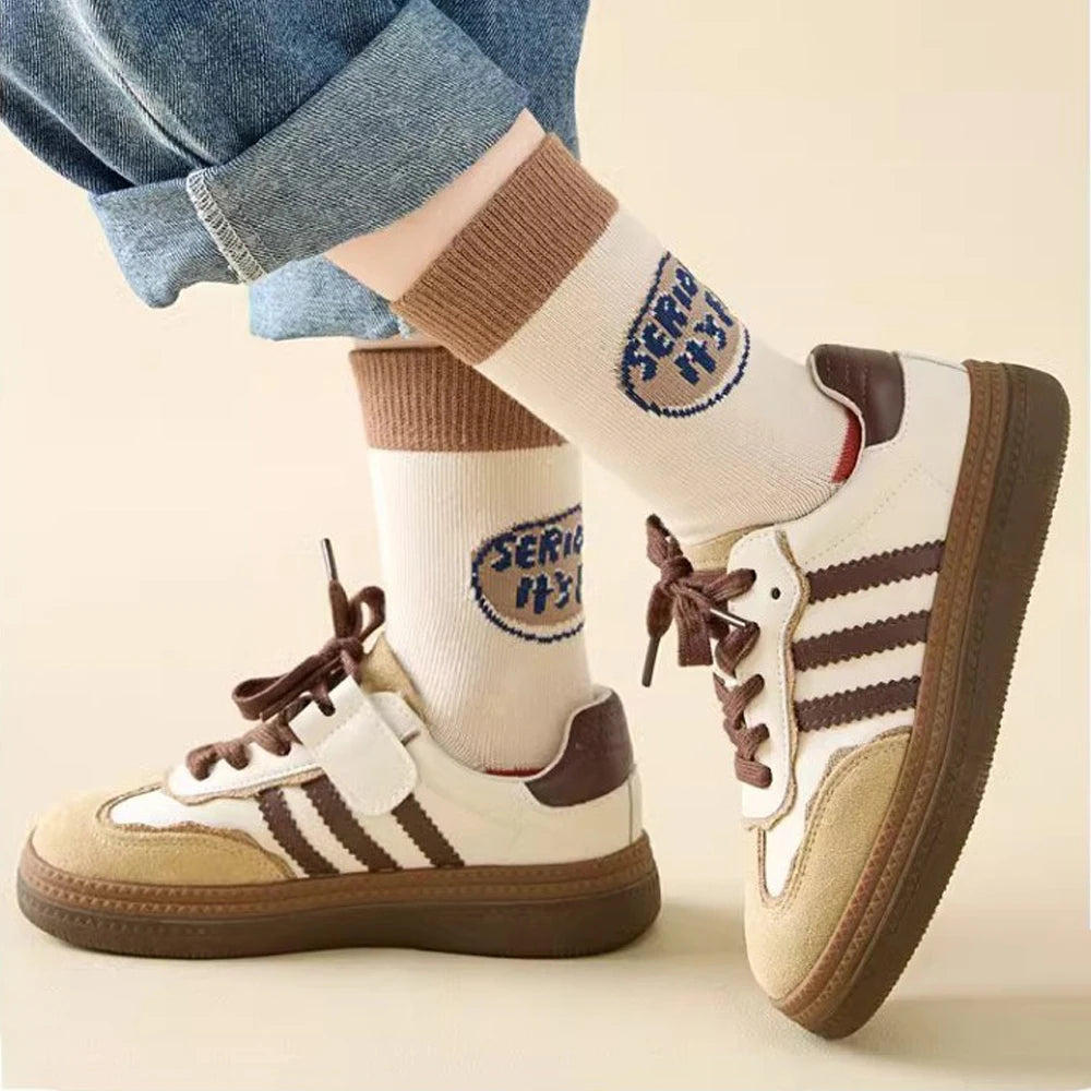 Lot 5 Paires Chaussettes Garçon Chiot Cartoon - Mi-Mollet Coton Automne Hiver Étudiants