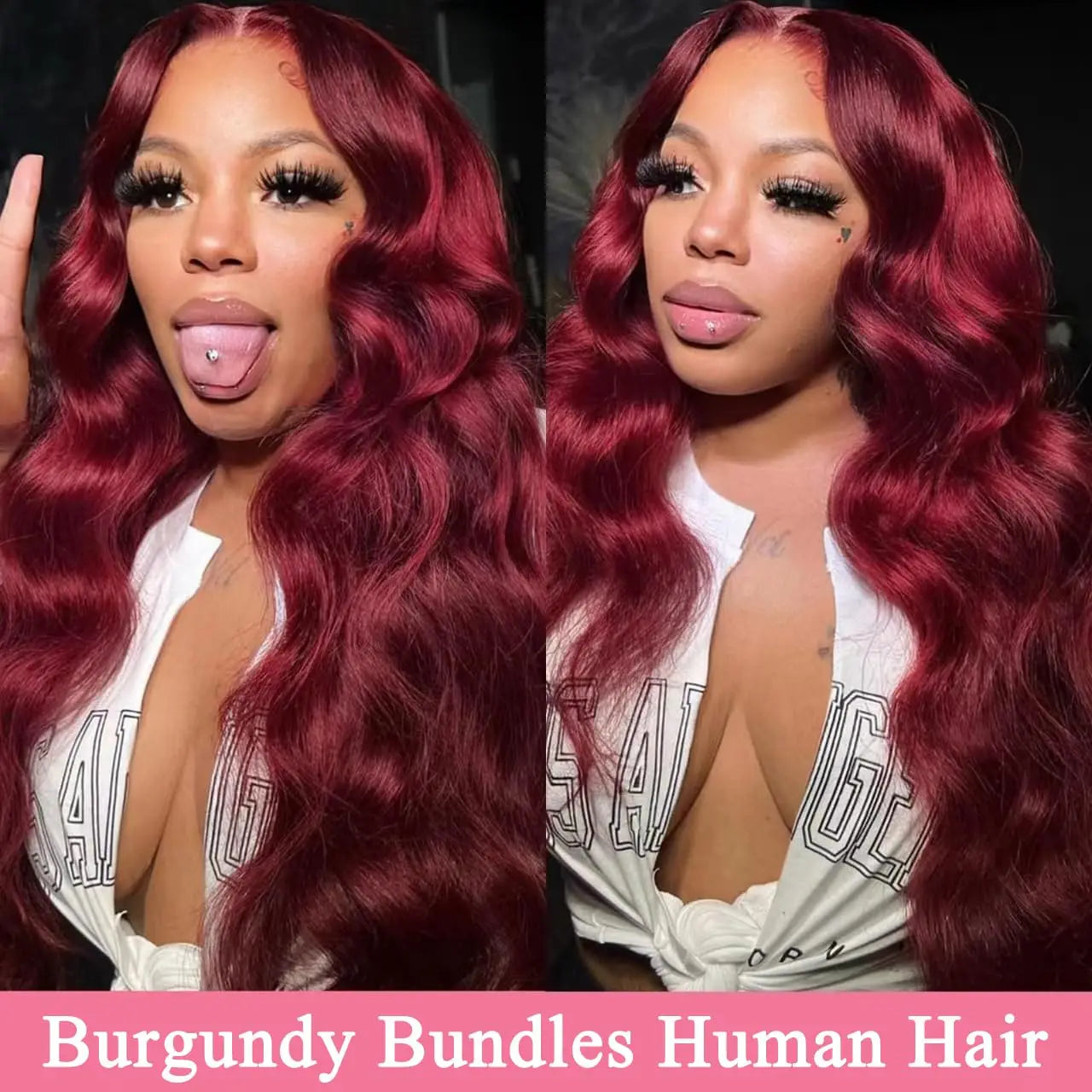 Mèches Cheveux Humains Péruviens Bordeaux 99J - Extensions Tissage Double Trame Qualité 12A