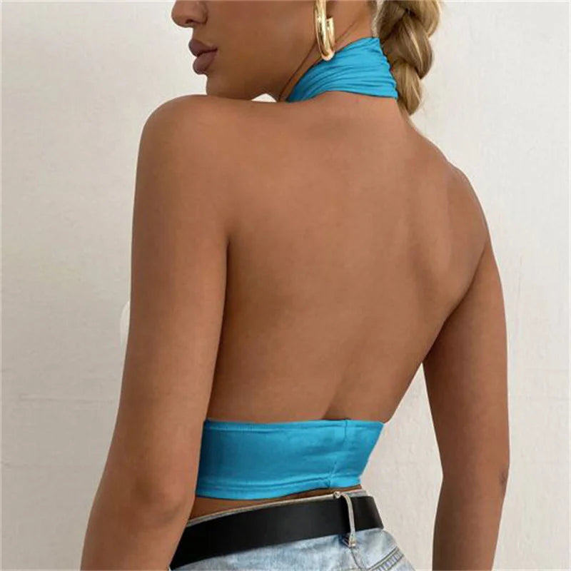 Top Halter Y2K Femme Dos Nu Été