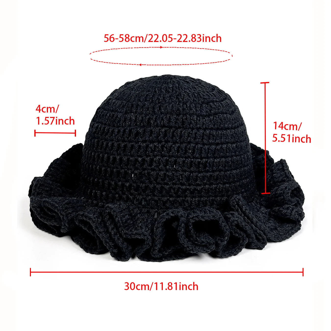 Chapeau Bob Tricoté Moelleux Femme - Bonnet Crochet Ajouré avec Volants Style Pêcheur pour Automne Hiver