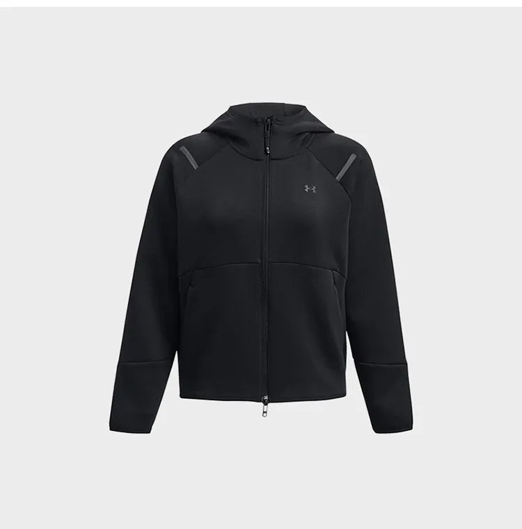 Veste à Capuche Femme Under Armour – Maille Double Couche, Zip Intégral, Gris