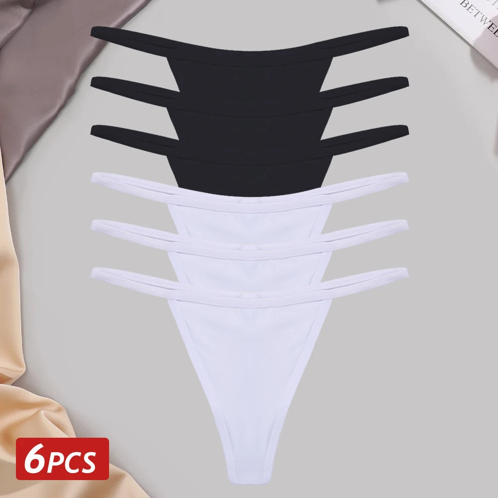 Lot 6 Culottes Coton Femme - Strings Taille Basse Sans Couture | Lingerie Sexy Respirante