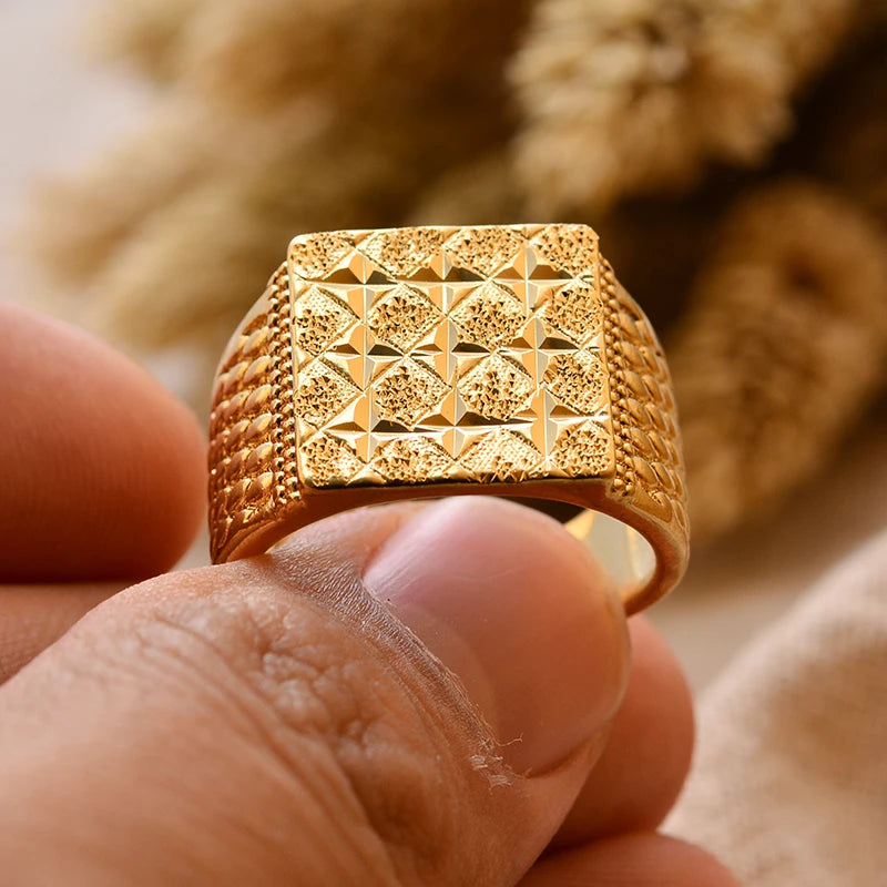 Bague Homme Couleur Or - Style Dubai Moyen-Orient