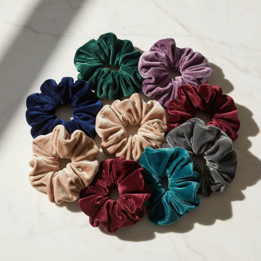 Lot 10/6/1pc Chouchous Cheveux Velours Femme - Élastiques Bandeau Couleur Unie Noir Accessoires Cheveux Doux