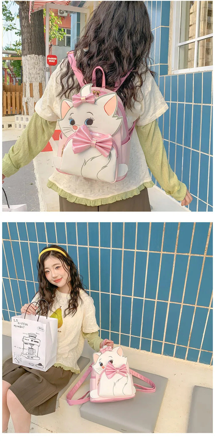 Sac à Dos Enfant Disney Marie & Stitch - Cartable PU Kawaii Fille Casual Outdoor Cadeau Épaules