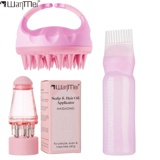 Set Soin Cuir Chevelu Professionnel 2/3 Pièces - Brosse Massage et Applicateur Huile | Croissance Cheveux