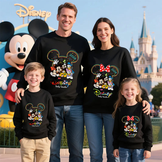 Sweat-shirts Assortis Famille Disney 2026 - Mickey Mouse Coton - Parent Enfant Casual
