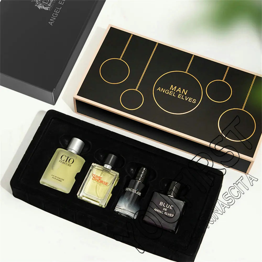 Coffret Parfum Homme Luxe 4x120ml - Eau de Cologne Florale Végétale Masculin Cadeau Élégant