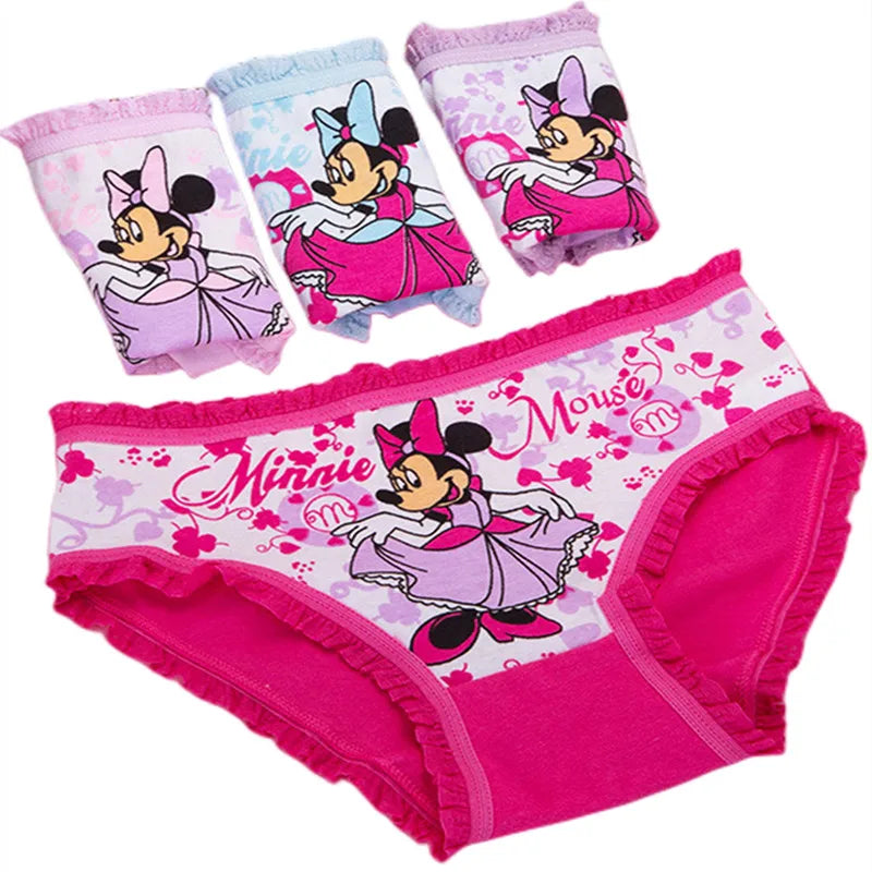 Lot 4 Culottes Fille Cartoon - Boxers Coton Imprimés Mignons 2-10 Ans