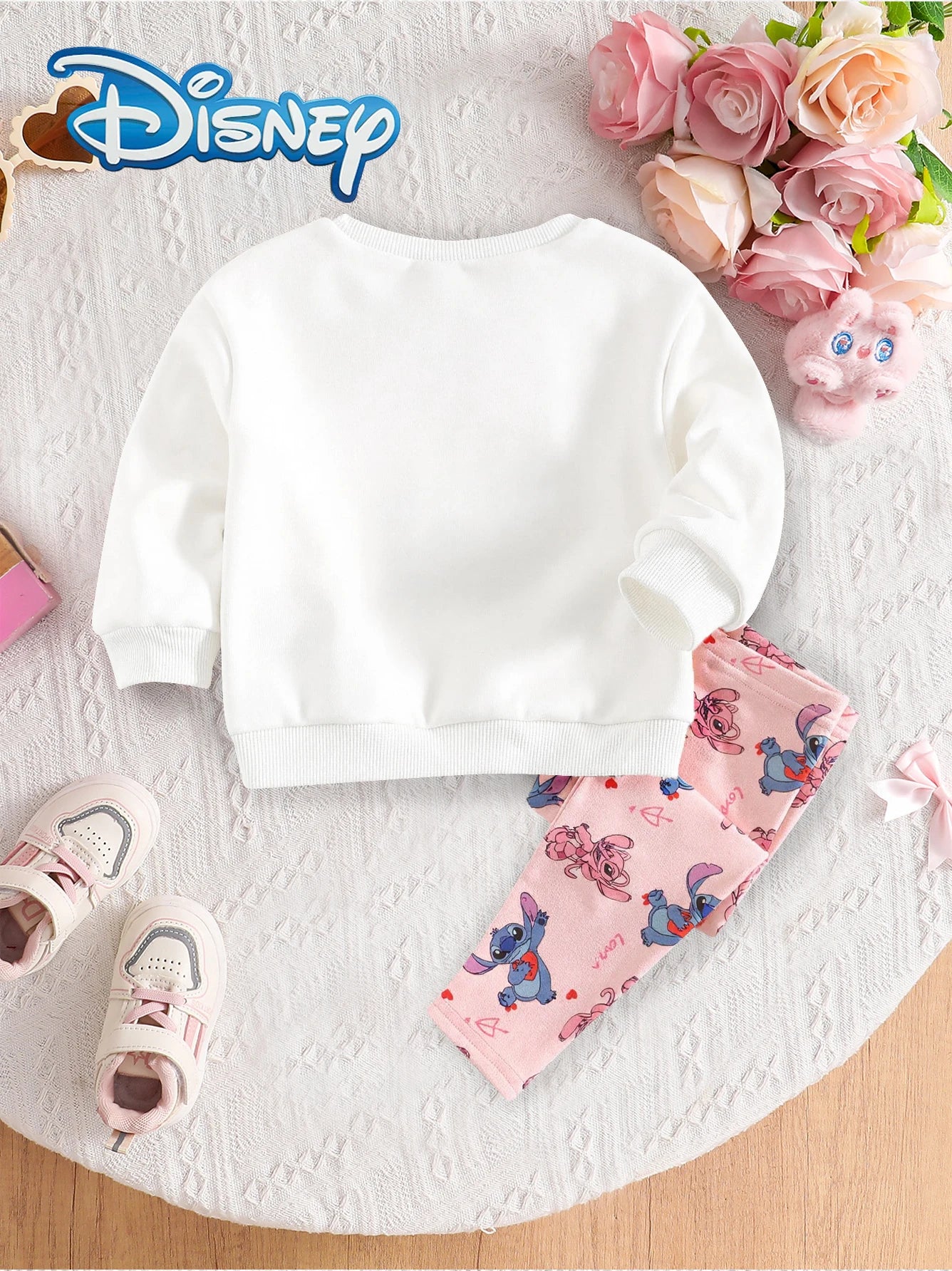 Ensemble Bébé Fille Stitch et Angel Disney - Sweat + Pantalon Cartoon Automne Hiver