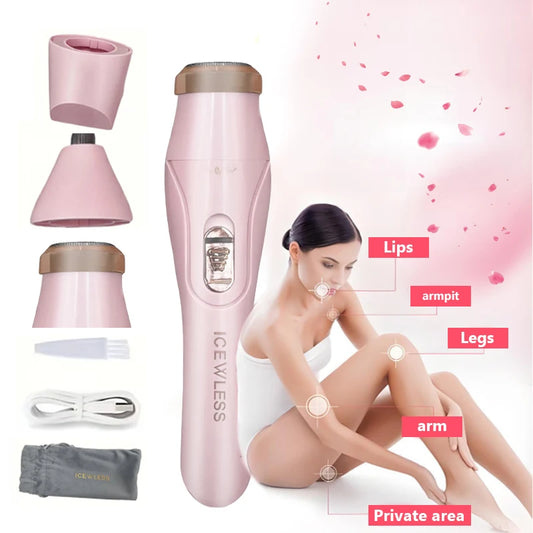 Épilateur Électrique Femme Indolore Portable - Rasoir Dame Tondeuse Corps Aisselles Bikini Bras Jambes Visage Sans Douleur