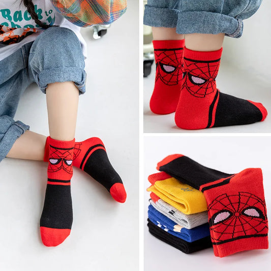 Lot 5 Paires Chaussettes Enfant Marvel - Spiderman Captain America Garçon