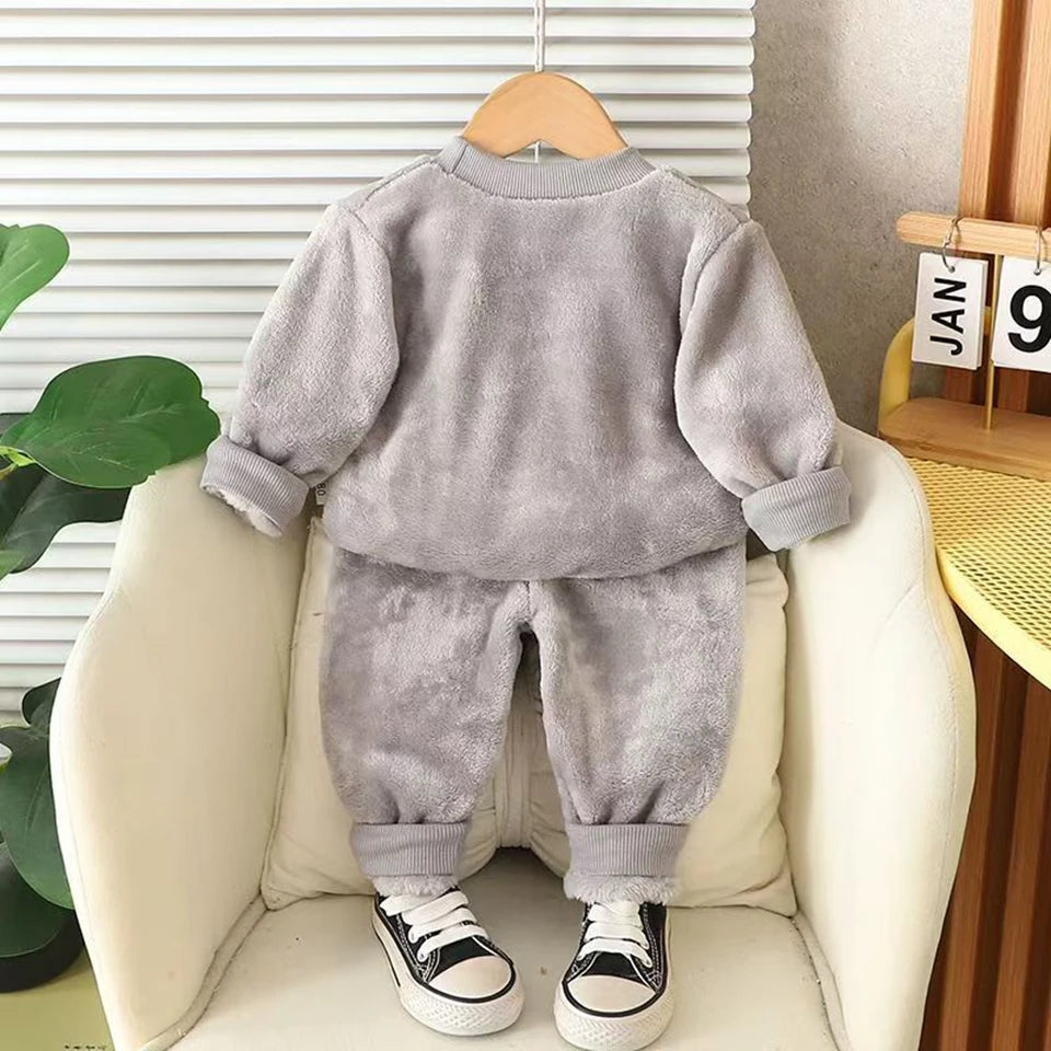 Ensemble Pyjama Enfant Ours Cartoon - Flanelle Polaire Hiver