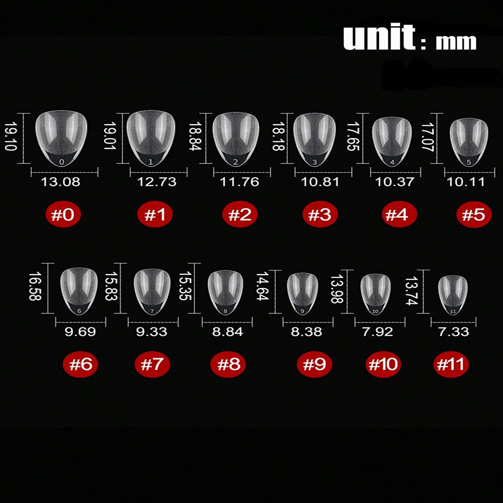 Lot 240pcs Capsules Ongles Amande Courtes - Gel Doux Pré-Formées Acrylique Semi-Mat Couverture Complète Transparent Gelly Press On