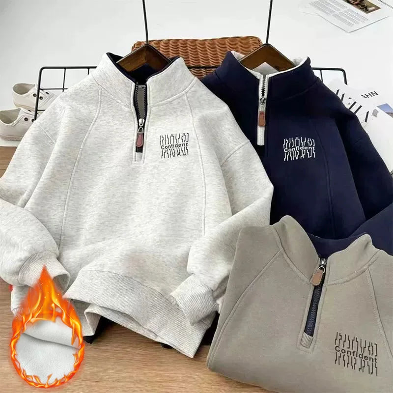 Sweat GarçonPeluche - Col Montant Chaud Automne Hiver