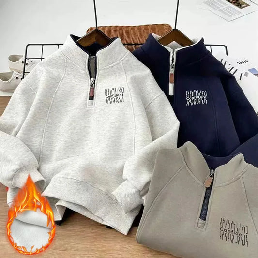 Sweat GarçonPeluche - Col Montant Chaud Automne Hiver