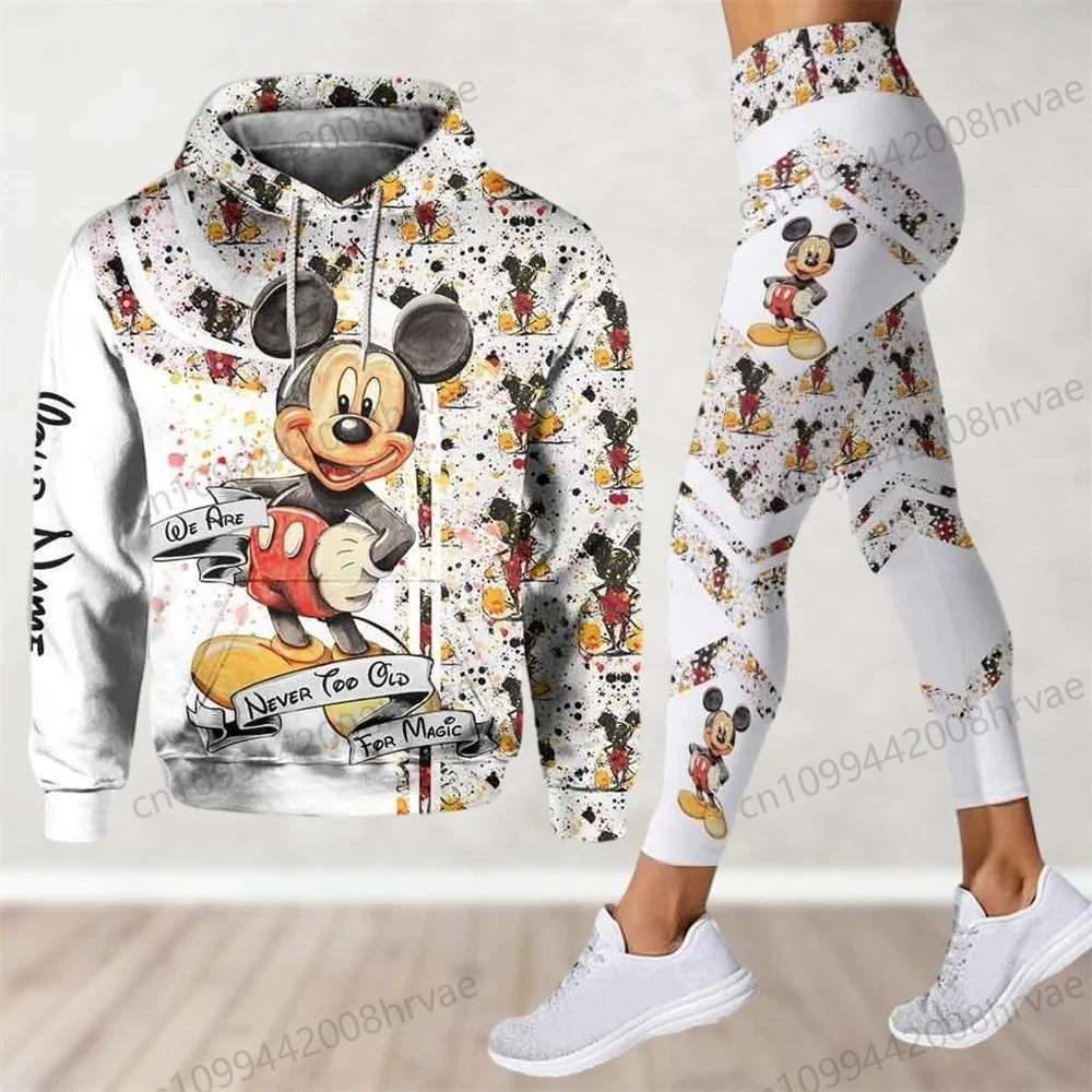 Ensemble Minnie Mouse Femme - Sweat à Capuche + Legging Yoga Disney Streetwear