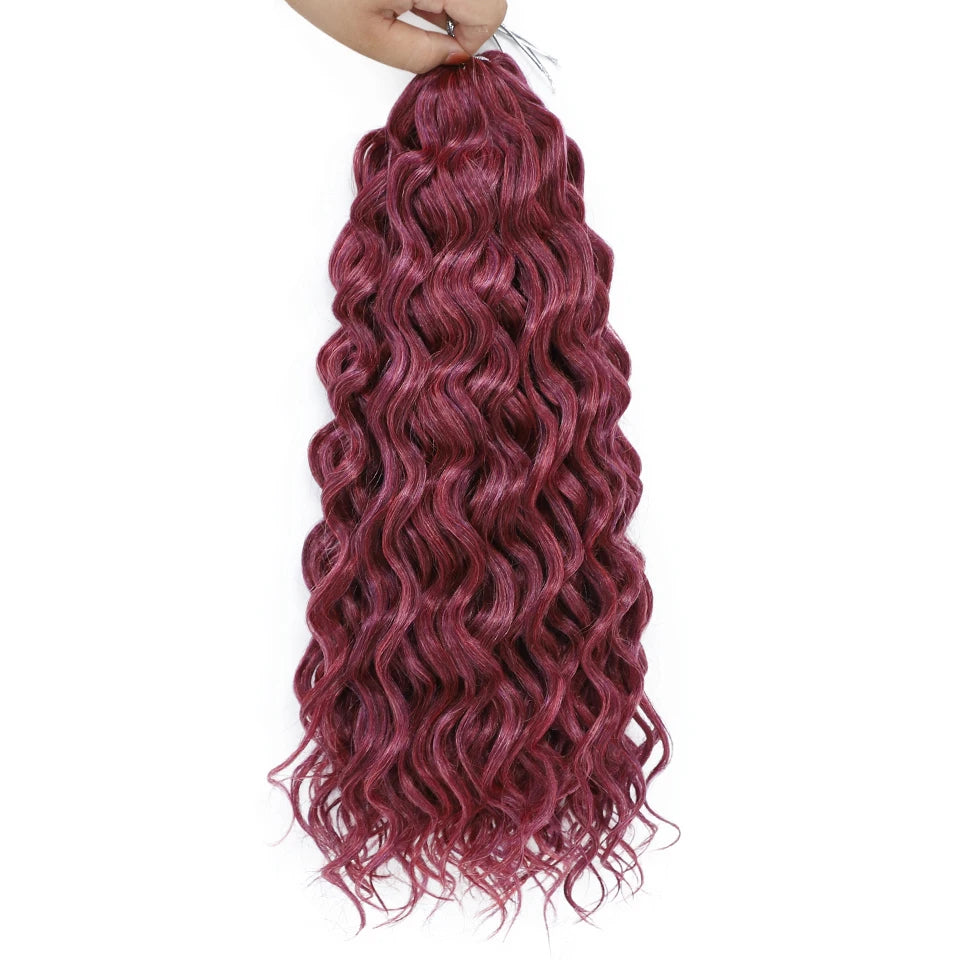 Extension Tresses Hawaii Curly Ocean Wave - Mèches Crochet Synthétiques Afro Bouclées Ombré Rose Water Wave