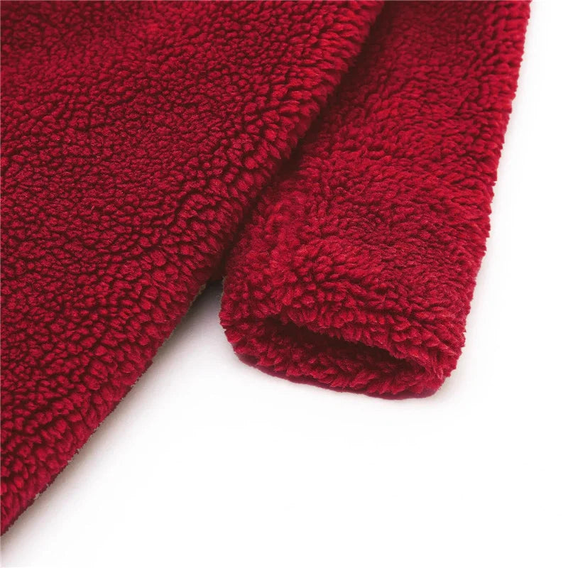 Veste Laine d'Agneau Enfant - Manteau Chaud Hiver Polaire - Boutons Simple Rangée 2-14 Ans