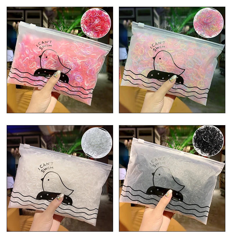 1000pcs Élastiques Cheveux Colorés Jetables - Mini Chouchou Caoutchouc Queue Cheval Accessoires Fille