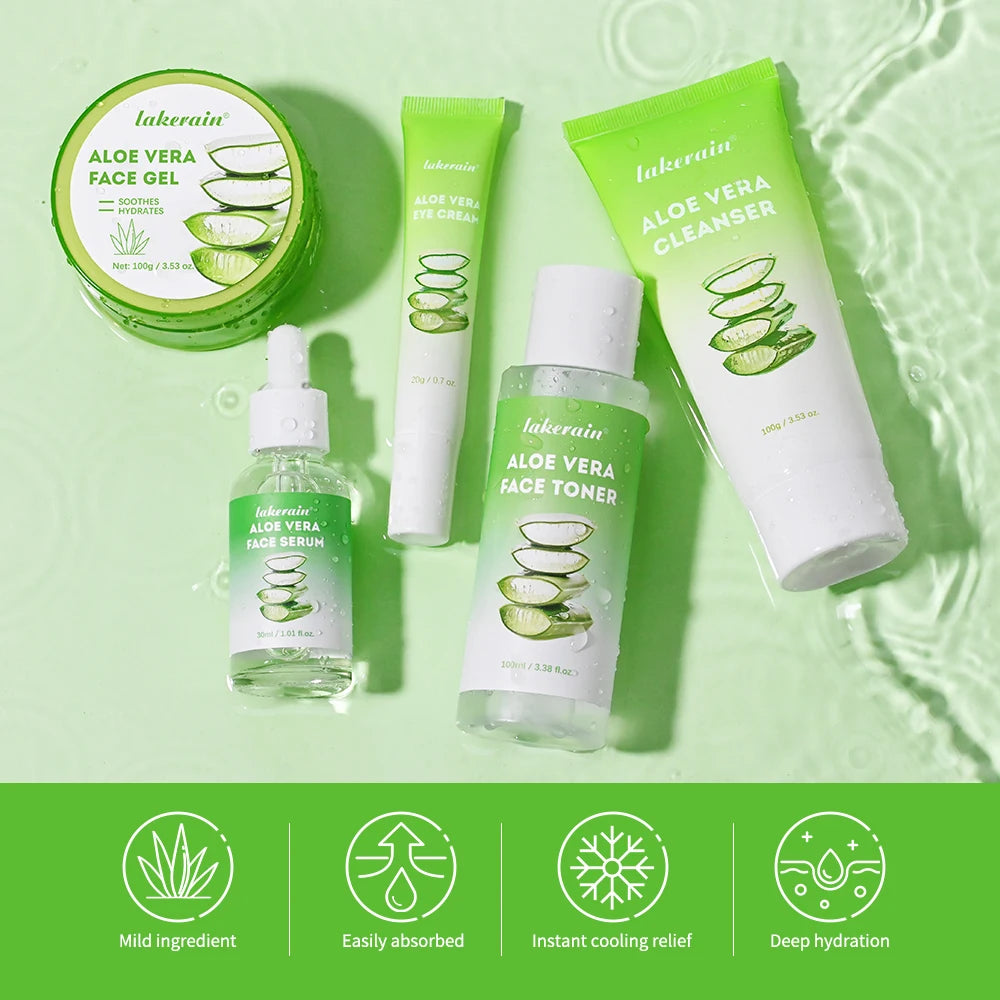 Coffret Soin Visage Aloe Vera Multi-Soins - Hydratation Profonde Nourrissant Éclaircissant Illuminateur Peau Douce