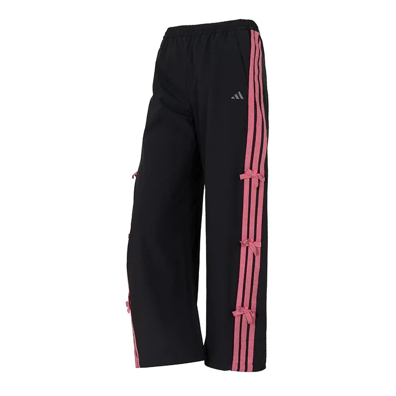 Pantalon de Survêtement Femme Adidas – Bandes Roses, Coupe Ample, Taille Élastique